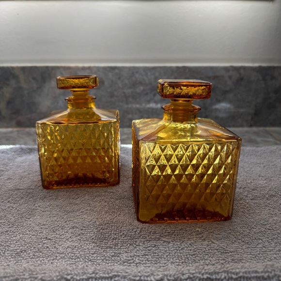 Vintage Amber Gold Glass | Made in Japan | 1 set (2 pieces) - Picture 3 of 6